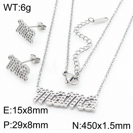 Mother's Day 304 Stainless Steel Crystal Rhinestone Earrings & Necklaces FS-WG743BF-10-1