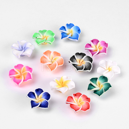 Handmade Polymer Clay 3D Flower Plumeria Beads X-CLAY-Q192-20mm-M-1