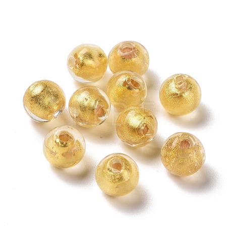Handmade Gold Foil Lampwork Glass Beads FOIL-E003-02F-1