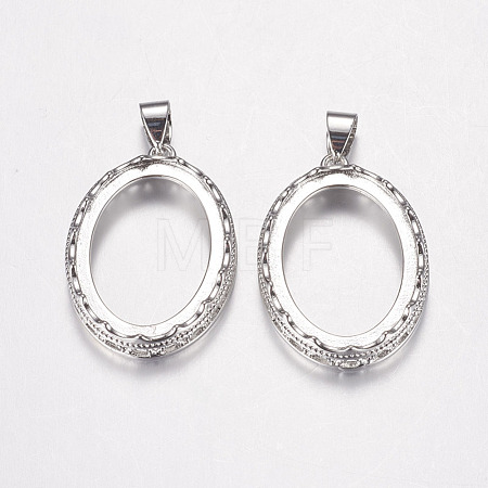 Brass Pendant Cabochon Open Back Settings KK-K196-18P-1