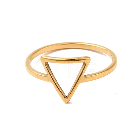 Ion Plating(IP) 201 Stainless Steel Triangle Finger Ring for Women RJEW-G266-05G-1