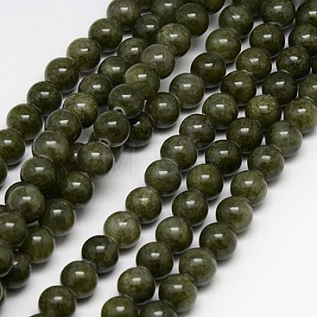 Natural Yellow Jade Beads Strands G-G598-8mm-YXS-26-1
