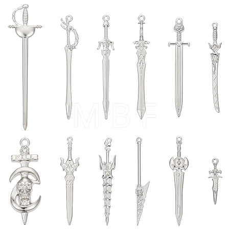 24Pcs 12 Style Alloy & CCB Plastic Big Pendants FIND-UN0002-86-1