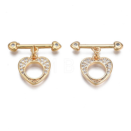 Brass Micro Pave Clear Cubic Zirconia Toggle Clasps X-KK-Q278-005-NF-1