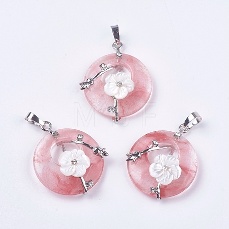 Watermelon Stone Glass Pendants G-F546-A02-1