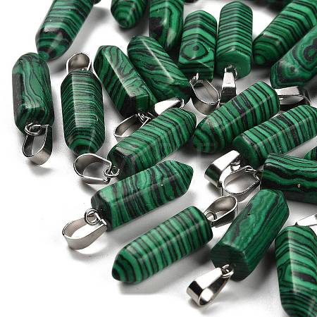 Synthetic Malachite Pendants G-Z067-07P-02-1