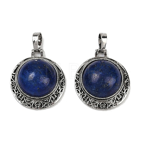 Dyed Natural Lapis Lazuli Half Round Pendants PALLOY-R159-01AS-09-1