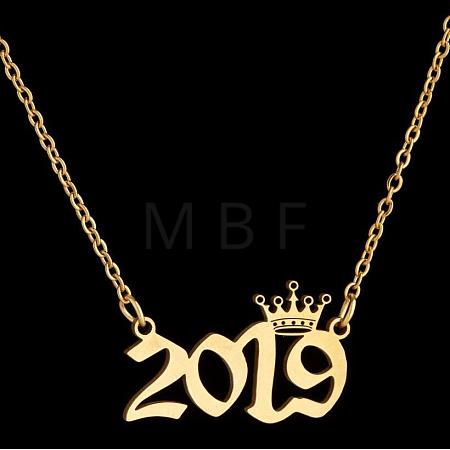 Crown Birth Year 201 Stainless Steel Pendant Necklaces for Women FS-WG4E8F2-40-1