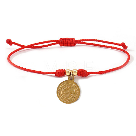 Adjustable Braided Nylon Red String Bracelets with Religion Brass Charms TM8517-2-1