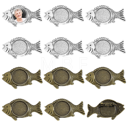 12Pcs 2 Colors Alloy Brooch Findings FIND-GA0008-64-1