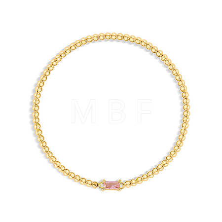 Birthstone 304 Stainless Steel Pave Cubic Zirconia Link Bracelets FS-WG4804B-11-1