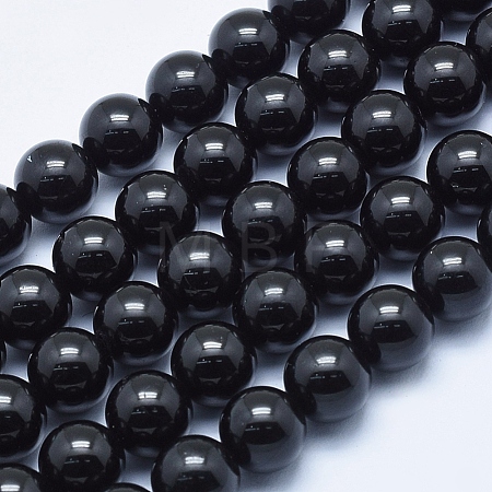 Natural Black Tourmaline Beads Strands G-E444-27-8mm-1