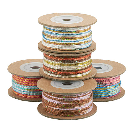 5 Rolls 5 Colors Segment Dyed Macrame Cotton Cord OCOR-TA0004-05B-1