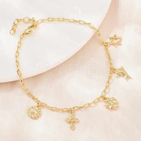 Brass Charm Bracelets BJEW-F545-01A-G-1