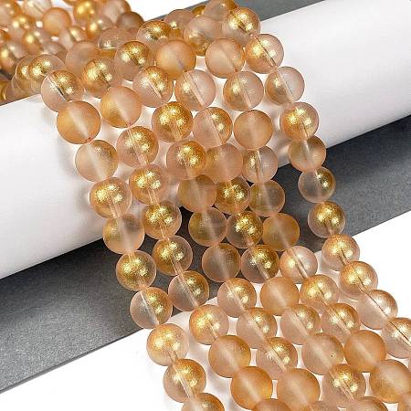 Frosted Transparent Glass Bead Strands GLAA-P065-10mm-02-1