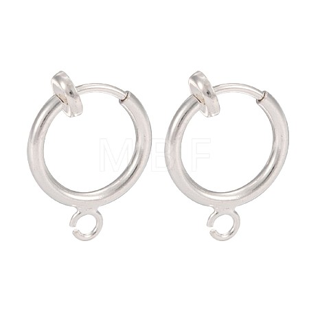 Brass Clip-on Hoop Earring Findings X-KK-P102-01S-1