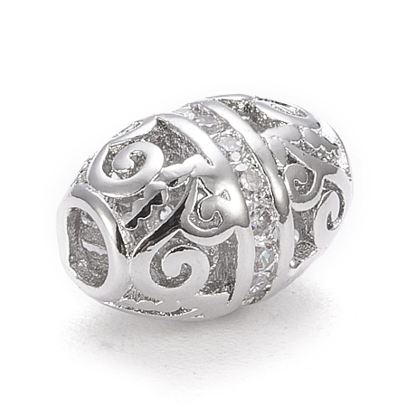 Brass Micro Pave Clear Cubic Zirconia Beads KK-K243-12P-1
