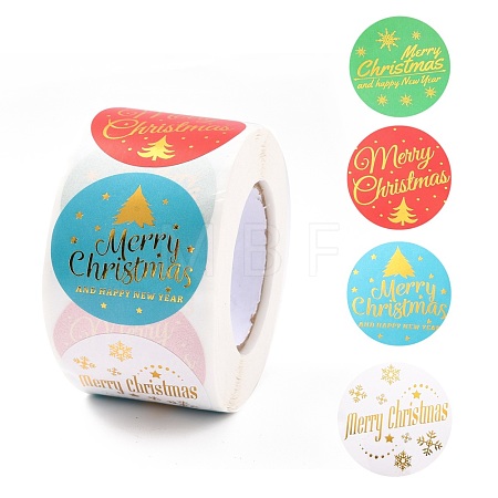 Christmas Themed Flat Round Roll Stickers DIY-B045-17B-1