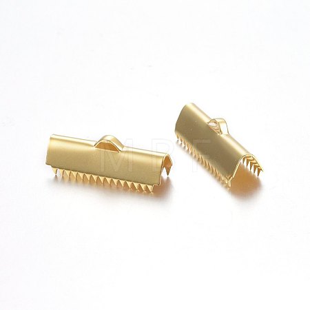 304 Stainless Steel Ribbon Crimp Ends STAS-P210-35G-1