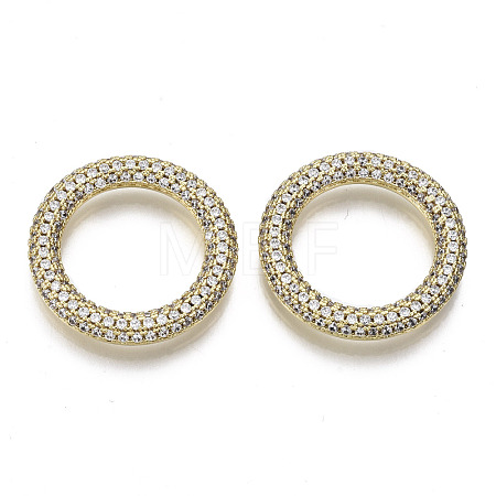 Brass Micro Pave Cubic Zirconia Linking Rings ZIRC-T013-17G-NF-1