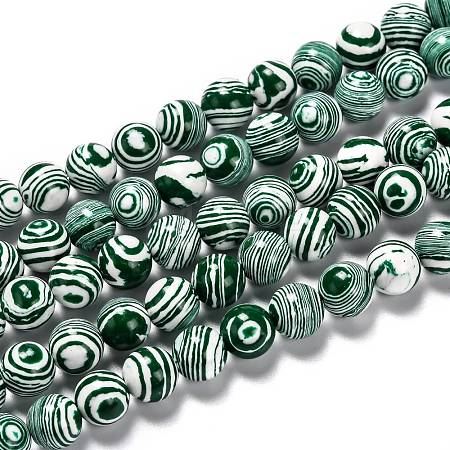 Synthetic Malachite Beads Strands G-I199-32-10mm-F-1