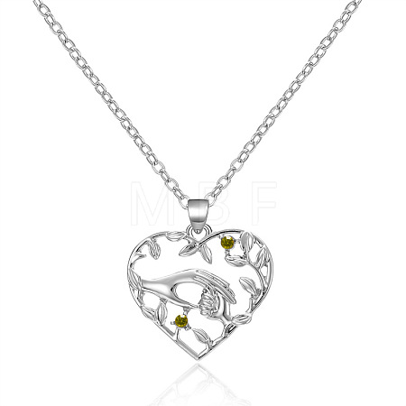 Mother's Day Alloy Olivine Rhinestone Pendant Necklaces FS-WG726DB-06-1