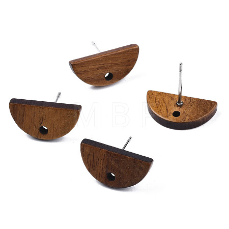 Walnut Wood Stud Earring Findings MAK-N032-012-1