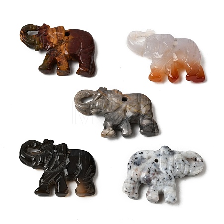 Natural Mixed Gemstone Carved Pendants G-D365-01A-1