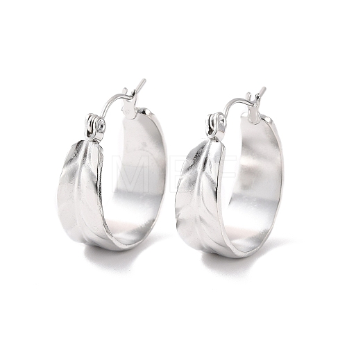 304 Stainless Steel Leaf Thick Hoop Earrings for Women EJEW-P198-02P-1