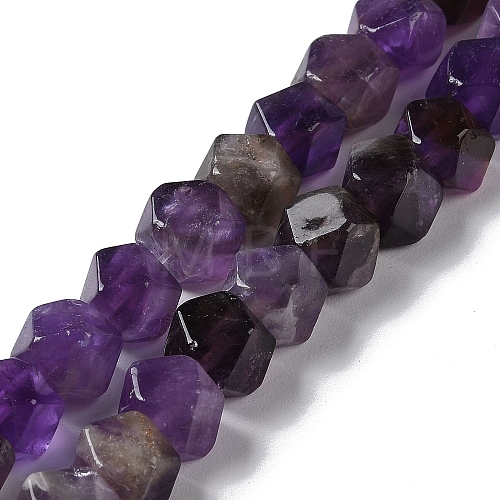 Natural Amethyst Star Cut Round Beads Strands G-M418-C01-01-1