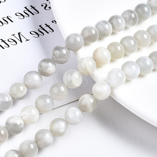 Natural White Moonstone Beads Strands G-N328-51B-01-1