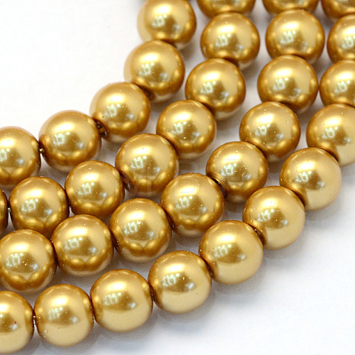 Baking Painted Pearlized Glass Pearl Round Bead Strands HY-Q330-8mm-08-1