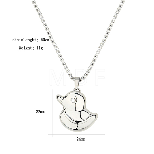 Stainless Steel Box Chain Duck Pendant Necklaces GZ1226-2-1