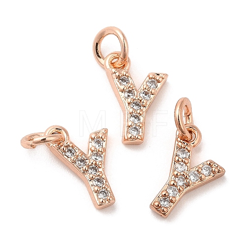 Brass Micro Pave Grade AAA Cubic Zirconia Charms ZIRC-P067-11RG-Y-NR-1