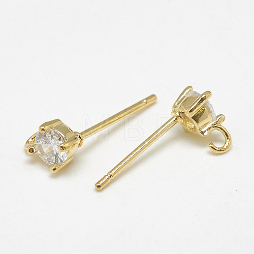 Brass Stud Earring Findings KK-S347-150-1