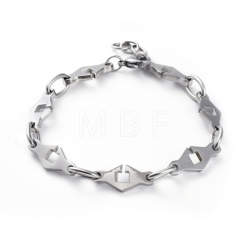 304 Stainless Steel Link Chain Bracelets BJEW-G582-61P-1