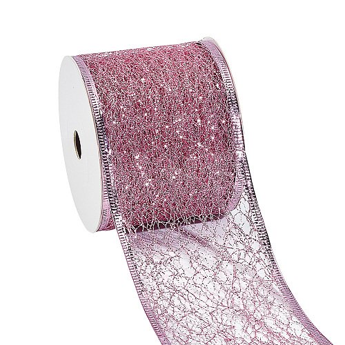 Glitter Polyester Satin Ribbon AJEW-WH0472-28B-1