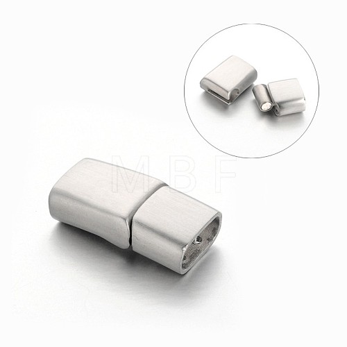 Tarnish Resistant Rectangle 304 Stainless Steel Matte Surface Magnetic Clasps with Glue-in Ends STAS-M195-06-1