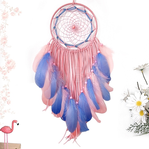 Woven Net/Web with Feather Pendant Decoration PW-WGF2E02-01-1