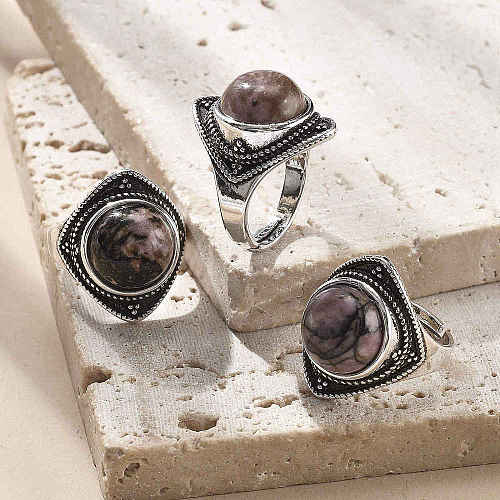 Natural Rhodonite Adjustable Rings G-P560-03AS-15-1