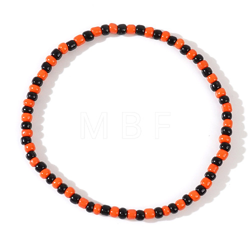 Halloween Acrylic Round Beaded Stretch Bracelets for Gift UX7844-2-1