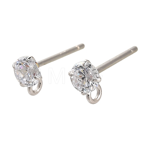 Rhodium Plated 925 Sterling Silver Ear Stud Findings STER-F058-01P-07-1