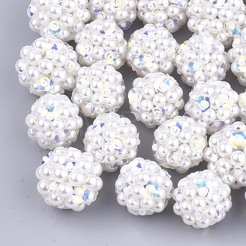 ABS Plastic Imitation Pearl Woven Beads FIND-T044-34C-02-1