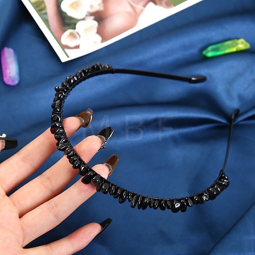 Natural Obsidian Hair Bands PW-WG3532A-04-1