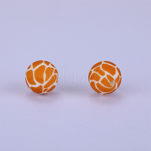 Printed Round Silicone Focal Beads SI-JX0056A-16-1