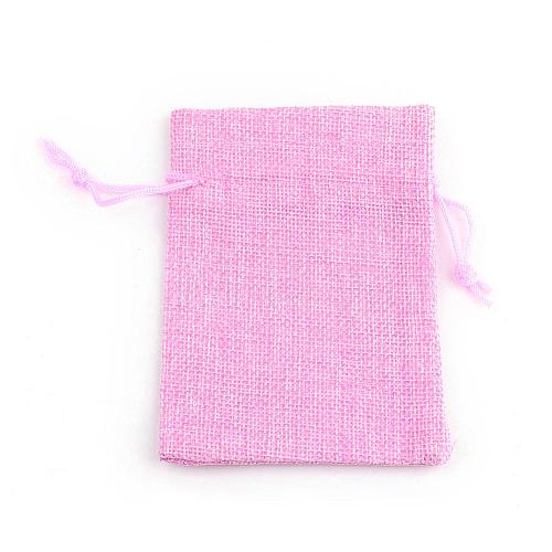 Polyester Imitation Burlap Packing Pouches Drawstring Bags ABAG-R005-18x13-19-1