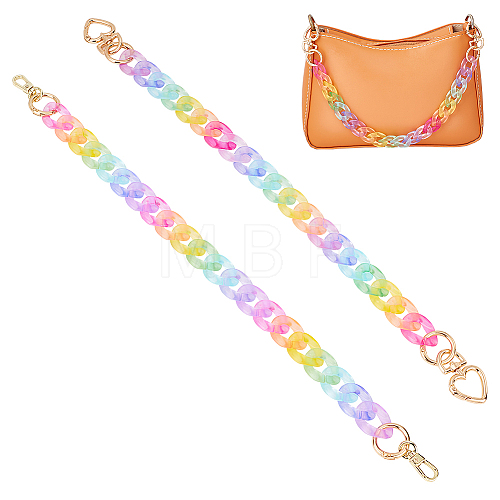 WADORN 2Pcs 2 Style Rainbow Color Transparent Acrylic Curb Chain Bag Handles AJEW-WR0001-66-1