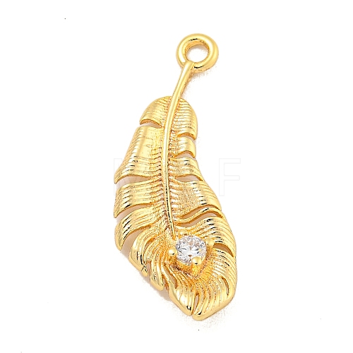 Brass Micro Pave Clear Cubic Zirconia Pendants KK-U015-12G-1