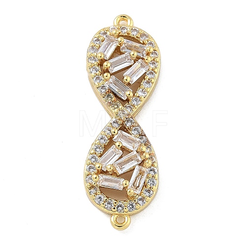 Rack Plating Brass Clear Cubic Zirconia Infinity Connector Charms KK-A234-036G-01-1