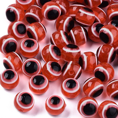 Round Evil Eye Resin Beads RESI-R159-12mm-05-1